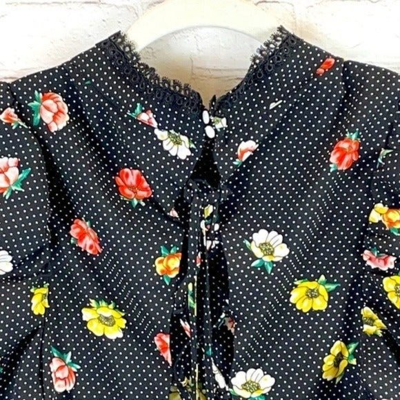 Hayden Midi Summer Dress Floral Spring Asian Retro Pinup Vibe Polkadot Cutout L - Picture 4 of 7